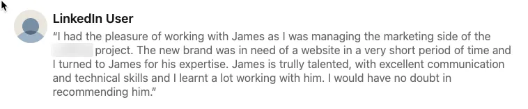 Written feedback about James's work